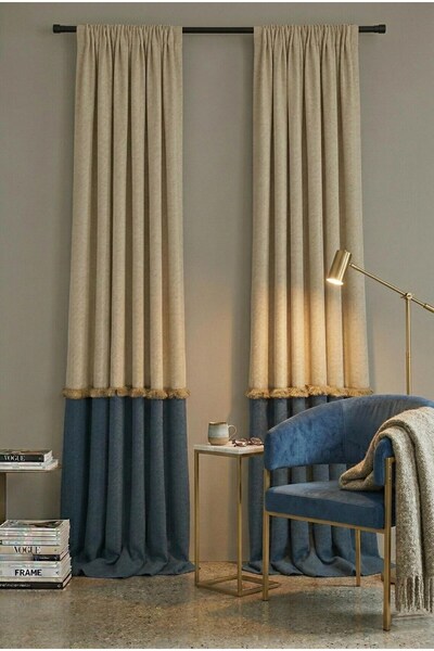 Madame Dower Perdea Color Block in cu 2 panouri, pliuri tip creion, fără vola...