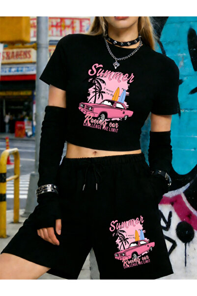NOISSEY Καλοκαιρινό αγωνιστικό αυτοκίνητο με τύπωμα Babby TeeT-shirt Σορτς Γυ...
