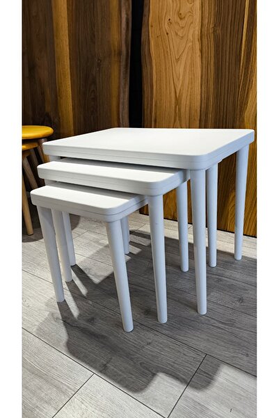 Senka Wood Gofret çift katlı ahşap ayaklı %100 mdf zigon sehpa