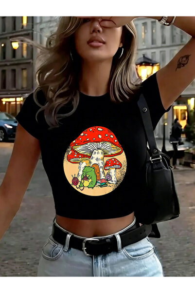 NOISSEY Frog Kinting Mushroom με τύπωμα Babby TeeT-Shirt Καλοκαιρινό μαλακό μ...