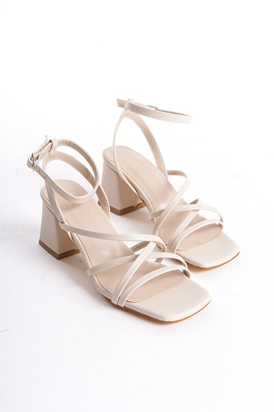 HVZ Exclusive Beige Women's Ankle-Tie Heeled Shoes Sandals , Graduation, Enga...