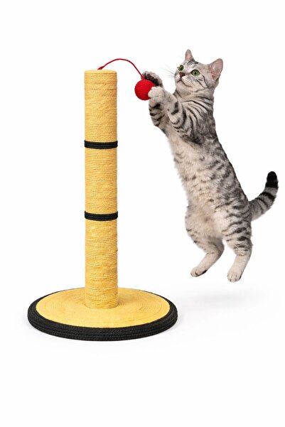 OEM Ansamblu de joacă și stâlp de zgâriat pentru pisici, galben cu dungi rosi...