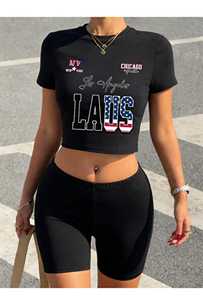 NOISSEY Καλοκαιρινά μπλουζάκια Los Angeles USA Lettered με τύπωμα Babby Teela...