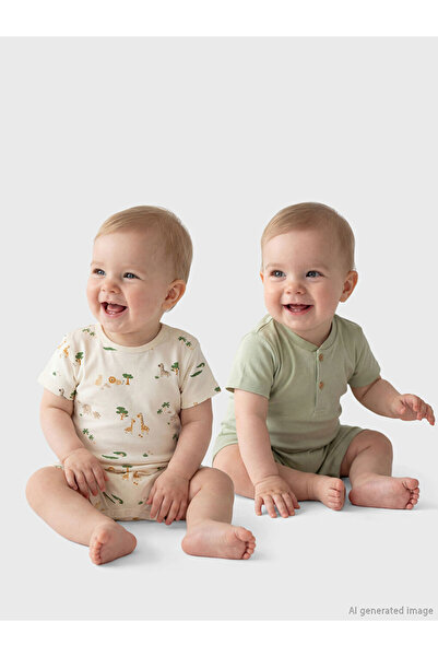LC Waikiki Quality Pieces from Çelebi Store Printed Baby Boy Jumpsuit 2-Piece...