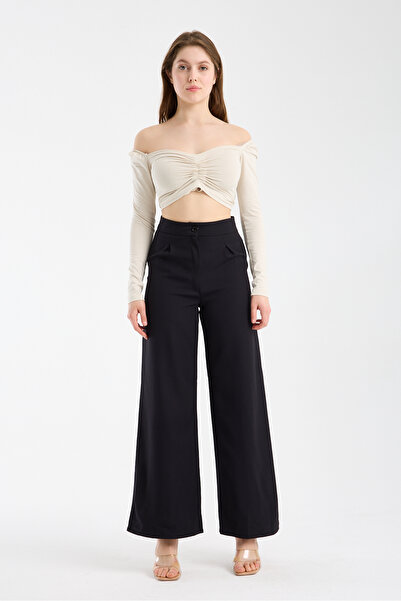 Modazeyosh Women's Pleated Pocketed Loose Pants