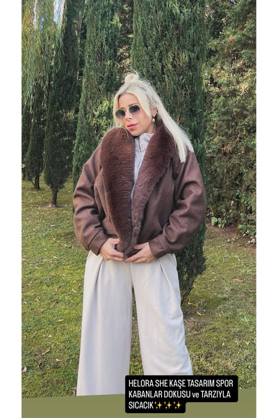 HELORA Kürklü tasarım kaşe mont kaban