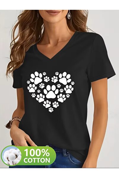 H&GHAMLEGİYİM με τύπωμα Μπλουζάκι. Κοντομάνικο μπλουζάκι με λαιμόκοψη V για κ...