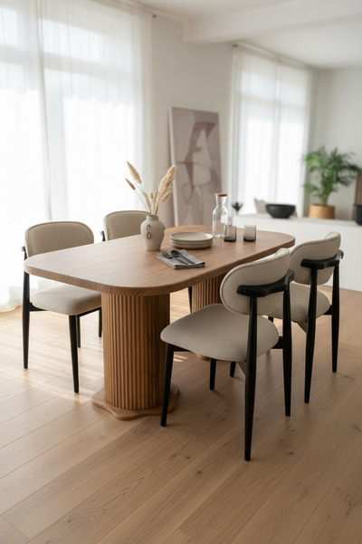 vilena Line Bohem Polo 4 Kişilik Yemek Masası Takımı – MDF Masa ve Ahşap Sand...