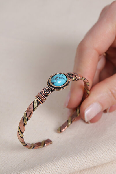 Süspüs Accessories Turkuaz Taşlı Burgulu Bakır Bilezik