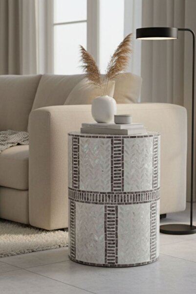 ConceptLuxe Ritim Sedefli Yan Sehpa Tabure
