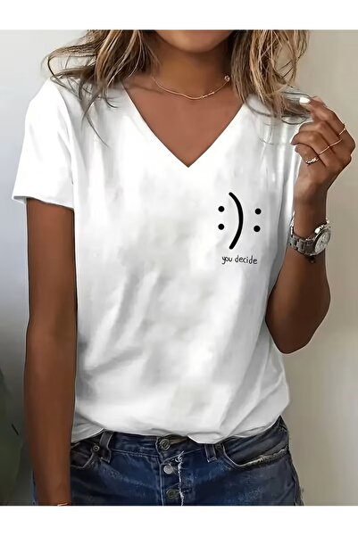 H&GHAMLEGİYİM cu imprimeu Tricou. Top casual cu mâneci scurte și decolteu în ...