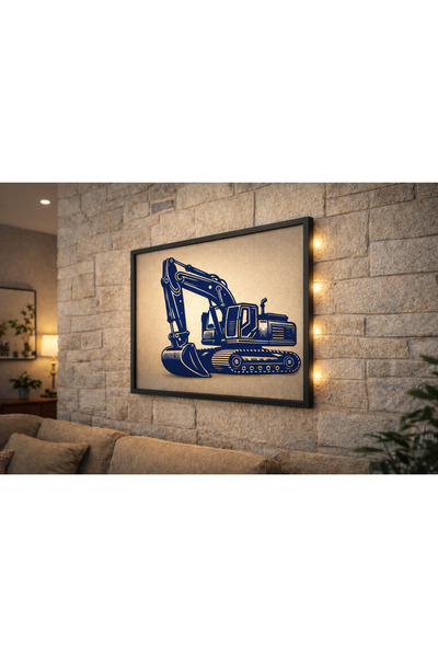 Ekskavatör Tasarımlı Metal Duvar Dekoru – Atölye & Ofis Dekoru (53cm)