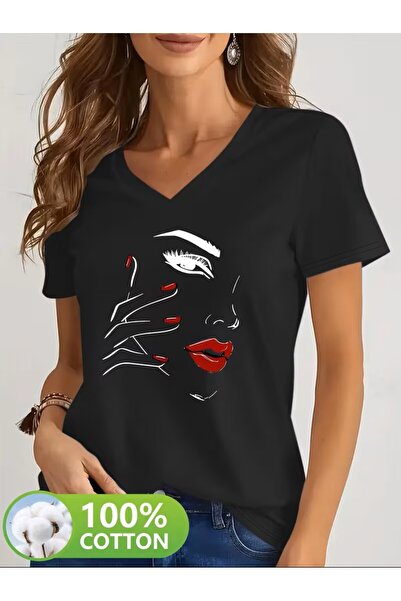 H&GHAMLEGİYİM cu imprimeu Tricou. Top casual cu mâneci scurte și decolteu în ...