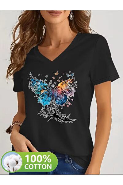 H&GHAMLEGİYİM cu imprimeu Tricou. Top casual cu mâneci scurte și decolteu în ...