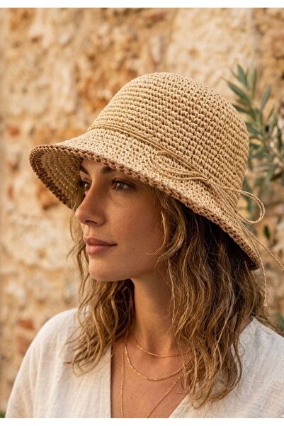 la_hatun قبعة KOKOSH النسائية المصنوعة يدويًا من القش الورقي - قبعة شاطئ وشمس...