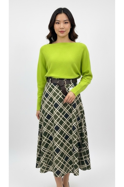 CATALEYA Flared plaid skirt