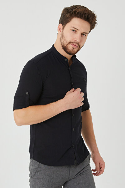 RAVANELLI Slim fit Sudijska kragna Pamuk Deo Lan Izgleda elegantno, sklopiva ...