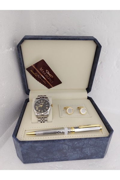 marblino طقم رجالي ساعة ماربلينو فاخرة مع قلم وكبك رسمي