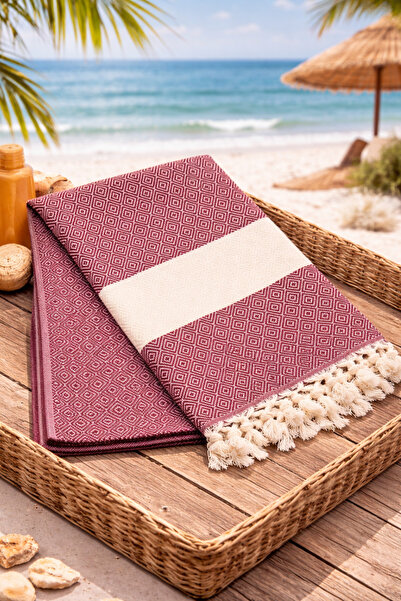 serelya Beach Towel Peshtemal 100% Cotton Diamond Patterned Turkish Peshtemal...