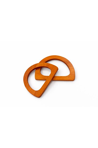 iğne izi 13.5 cm Wooden Bag Handle Half D Model – Natural Wood Bag Handle 2 P...