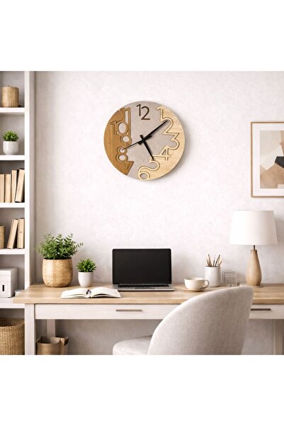 ArliaDesign Dekoratif Ahşap 40 CM Duvar Saati