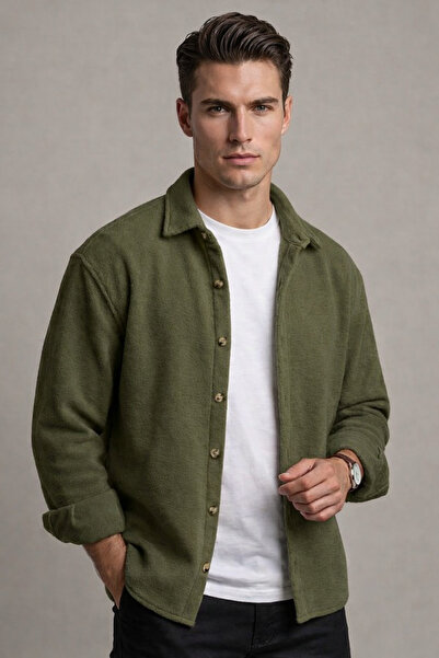 SKYBEAR Erkek Oversize Polar Gömlek Ceket – Yumuşak Dokulu Kalın Polar Gömlek