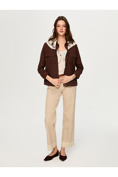 Faik Sönmez Desenli Fular Aksesuarlı Pamuklu Ceket S26CKT031