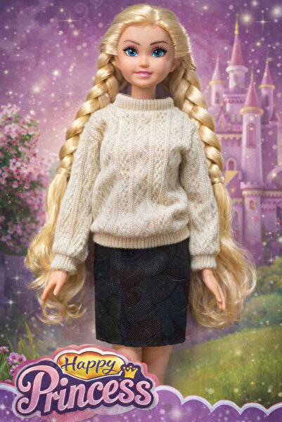 cayenna Happy Princess Oyuncak Bebek 30 cm Uzun Saçlı Örgülü Prenses Bebek Kı...