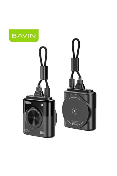Bavin 10000mAh wireless power bank with 15W fast charging and comes with a de...