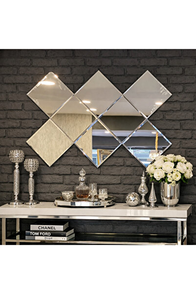 AYNA MERKEZİ Dekoratif Baklava Duvar Aynası 30 x 30 1 Parça – Modern Salon Ko...