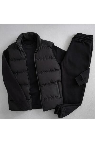 WENMİNG Men's 3-Thread Tracksuit Set Bisikletyaka Y Vest Set 3-Piece Full Com...