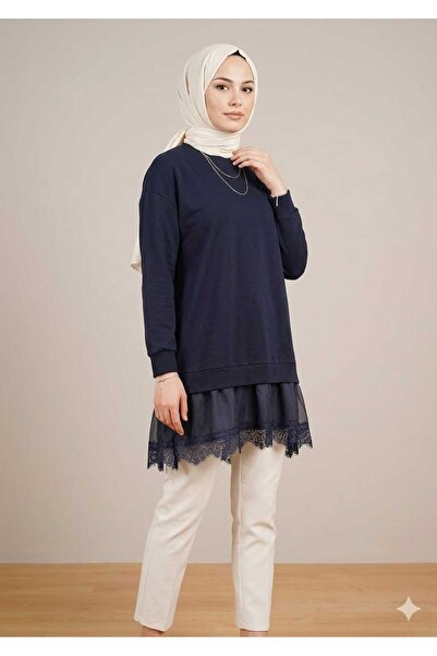 Puane Women's Asymmetrical Cut Bottoms Lace Detailed Tunic