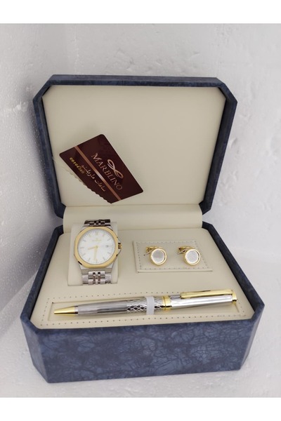marblino Men's luxury Marbleno watch set with pen and formal cufflinks