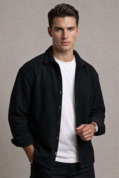 SKYBEAR Erkek Oversize Polar Gömlek Ceket – Yumuşak Dokulu Kalın Polar Gömlek