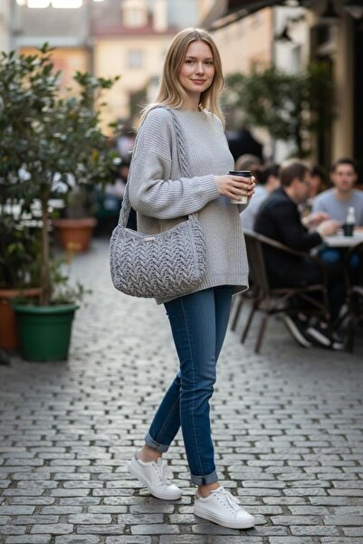 Ceki Home Hand Knitted Bag Shoulder Bag Women's Bag Braided Bag Si