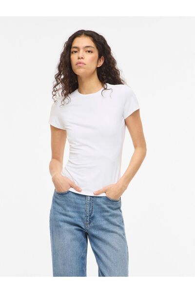 VILA Oberteil mit kurzen Ärmeln VIKENZA Rundhals