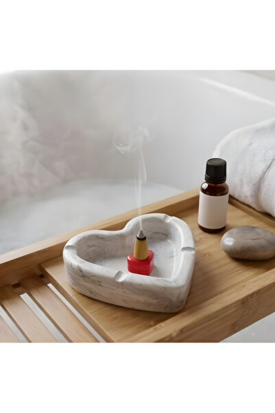 Boketto Opus Romantic Red Heart Detailed Marble Look Ashtray |   Gift Decorat...