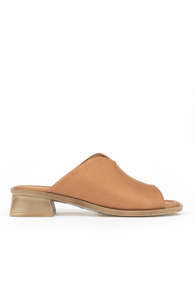 Ziya , Women's Genuine Leather Heels Slipper 1611020Z6189 Tan