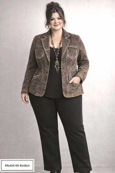 MODA VİNTAGE DENİM BÜYÜK BEDEN KOT CEKET