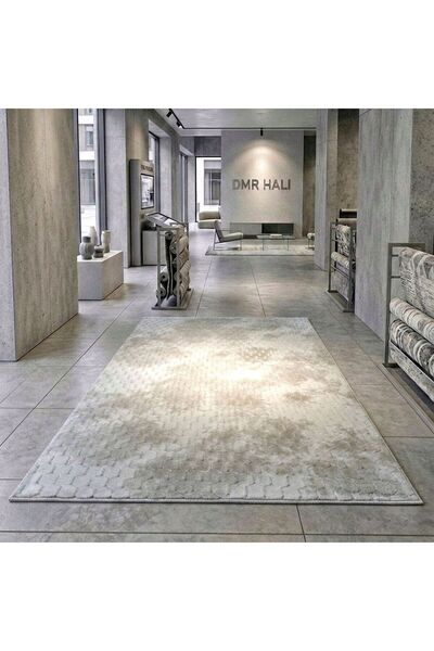 Plato Mzk Dmr Halıcılık Krem Modern Kabartmalı Kaymaz Taban Salon Hol, Korido...