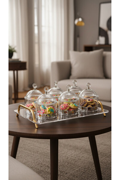 Generic A luxurious serving tray set with an elegant stand and comfortable ha...