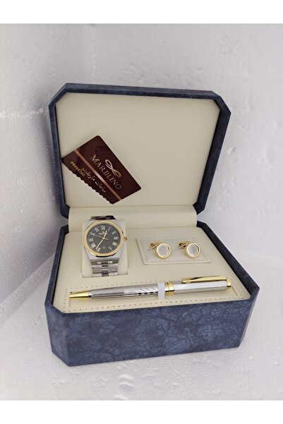marblino Men's luxury Marbleno watch set with pen and formal cufflinks