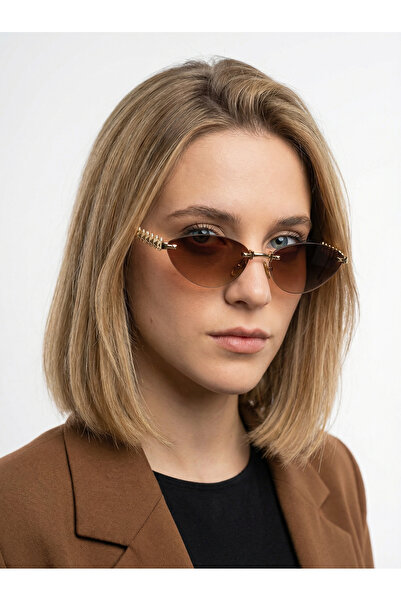 Mazzy Tonne Brown Gold Cat Eye Sunglasses