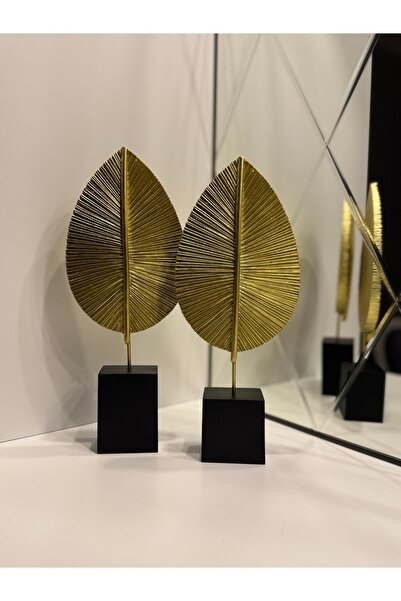 İnci line souvenırs Modern İkili Yaprak Dekor Biblo Altın Renk Salon Konsol M...