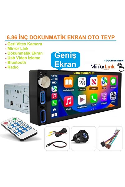 Kalite 6.86 İNÇ DOKUNMATİK GENİŞ EKRAN OTO TEYP (GERİ VİTES KAMERA+BLUETOOTH+...