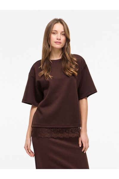 VILA Oberteil mit kurzen Ärmeln VIEWIE Spitzen