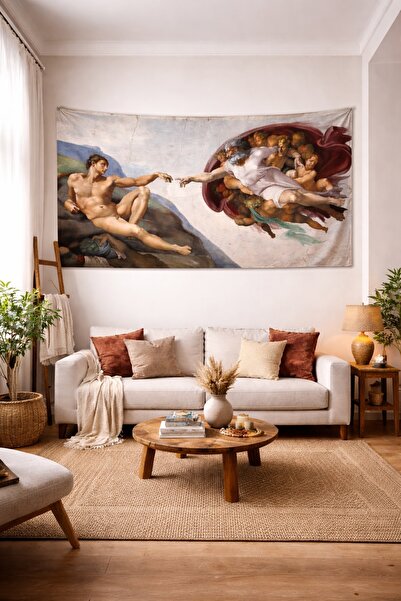 ALAMODECOR The Creation of Adam, Michelangelo Wall Covering - Vintage Works S...
