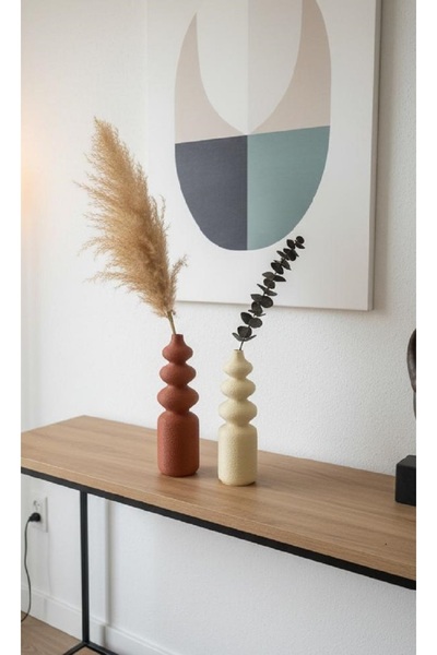 Mynivora Bohem Minimalist Dekoratif Vazo Seti – Modern Masa Üstü Dresuar ve S...