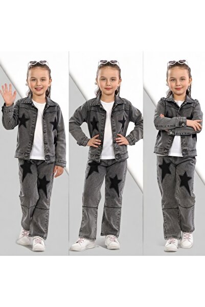 CUBBUX Girl's 3-Piece Denim Set: Jacket, Pants (Jeans), T-Shirt