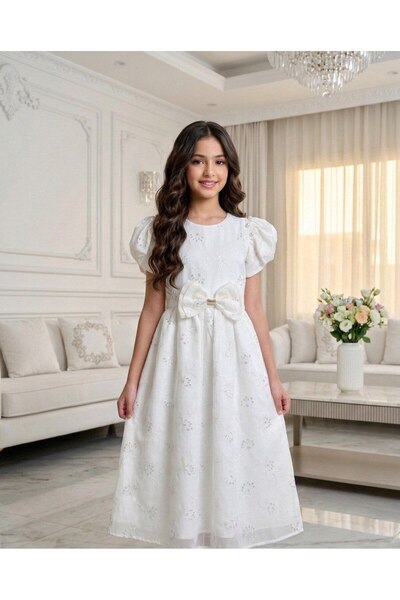 alqarat "Summer Princess" Pearl-Bow Embroidered Dress